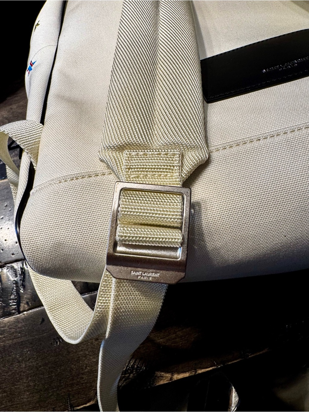 YSL ** Cream Canvas and Leather Backpack with Multicolor Star Motif - Picture 14 of 16
